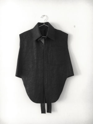 black pineapple leather vest made in england